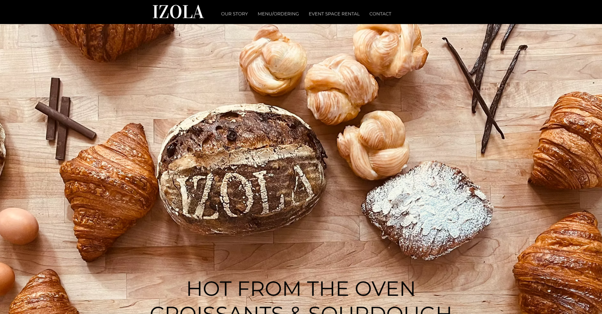 IZOLA Bakery homepage screenshot