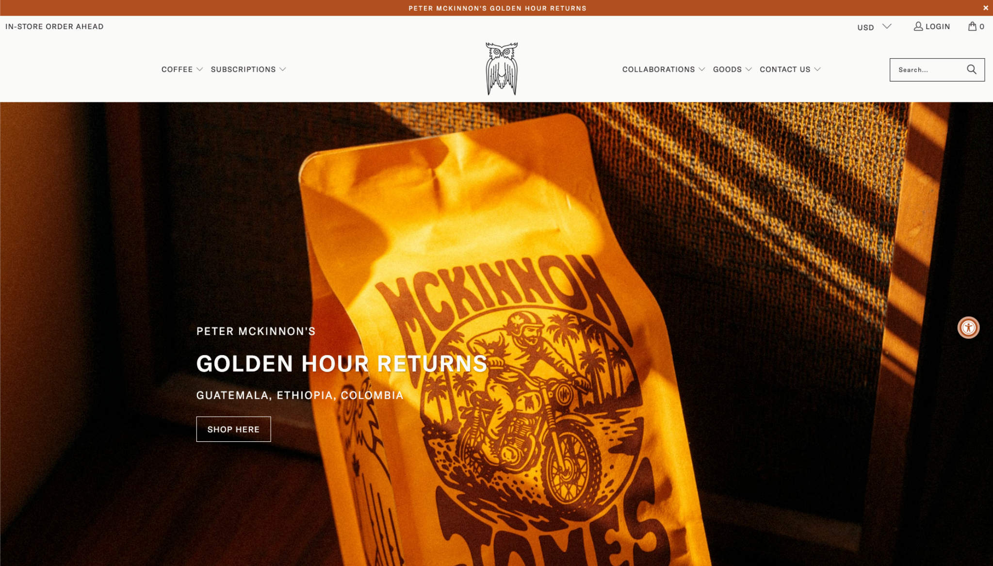 James Coffee homepage screenshot