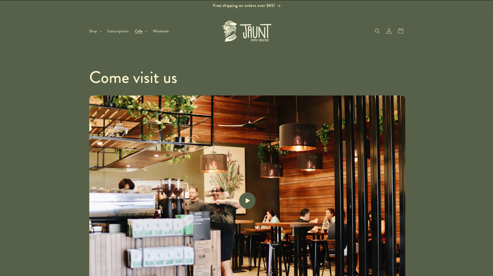 Jaunt Coffee homepage screenshot